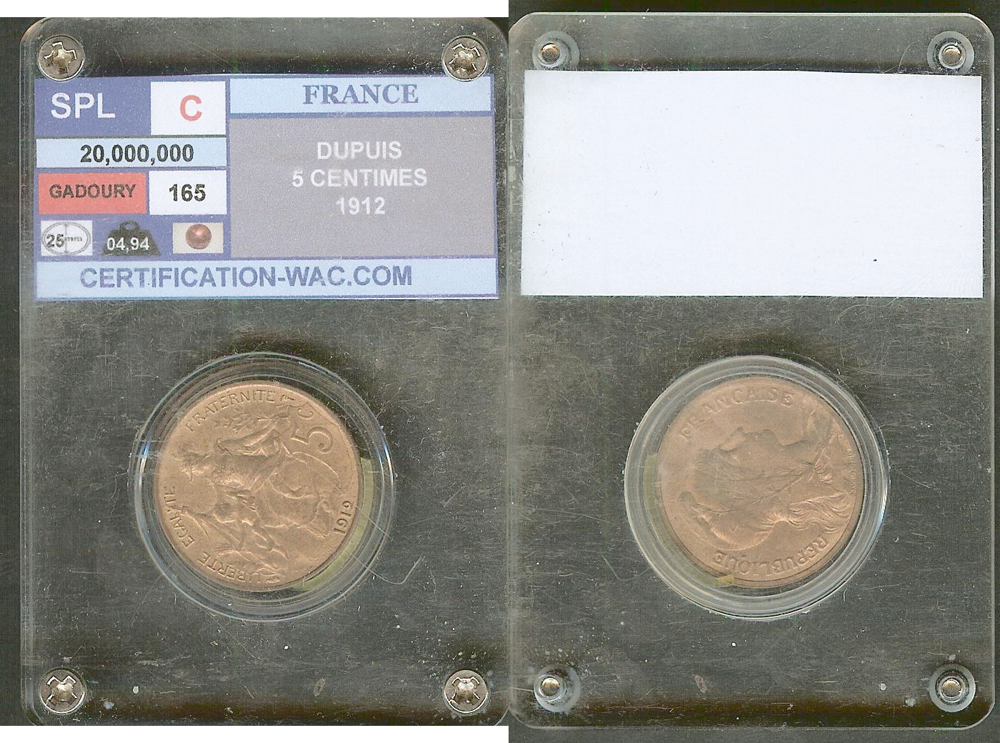 5 centimes Daniel-Dupuis 1912 F.119/24 SPL